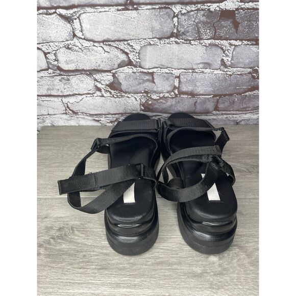 Suzanne Rae Black Synthetic Ankle Strap Platform Wedge Sandals Women Sz 40EU/9.5 - Picture 6 of 16